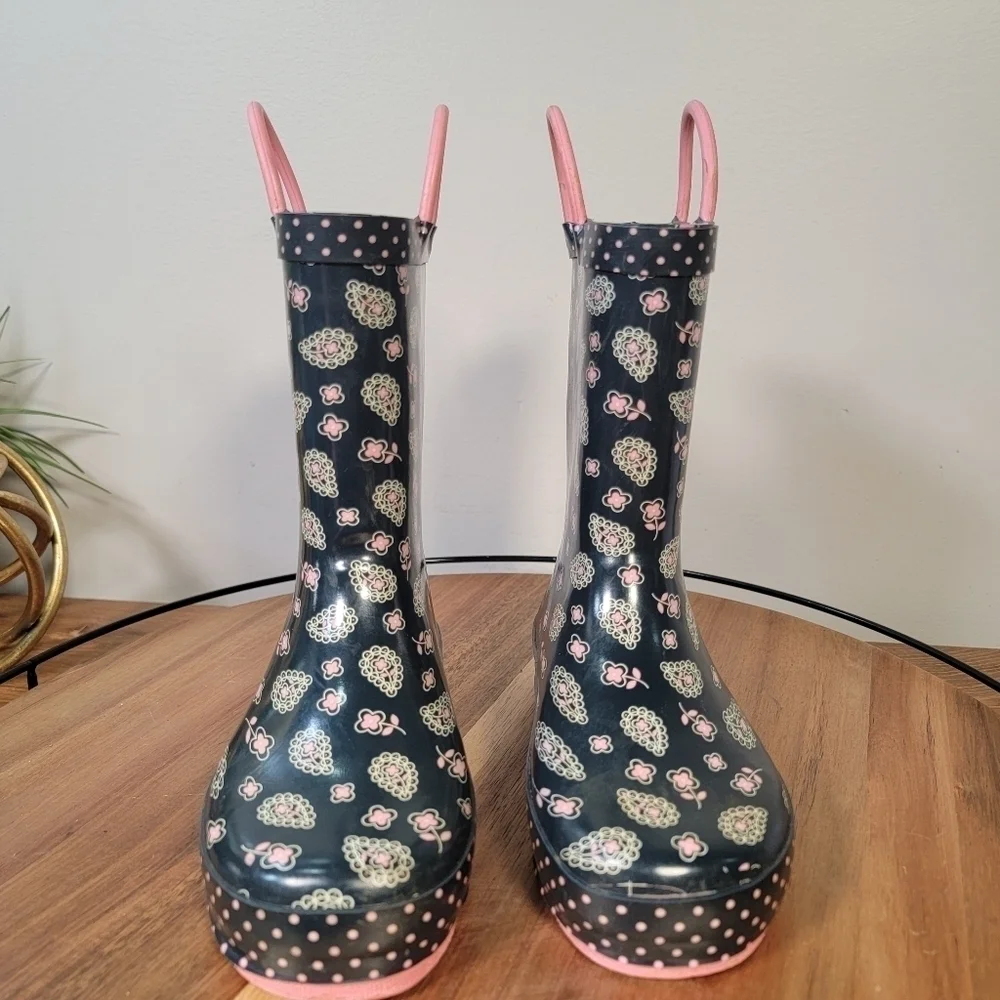 Western Chief Paisley Floral Rain Boots Pull on Waterproof Size 11 / 12